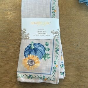 Shabby Chic set of 6 easy care napkins pumpkin fall
